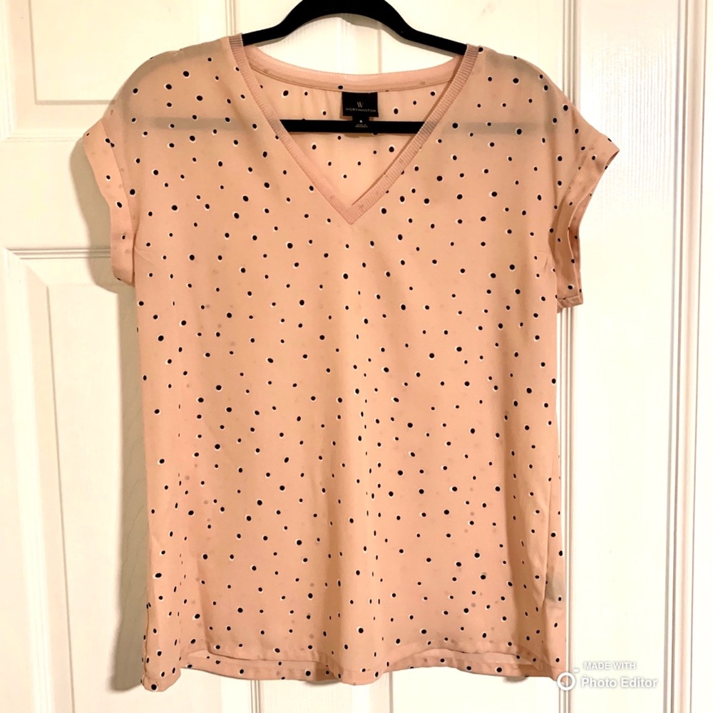 Sheer Vintage Pink with Polkadots Blouse